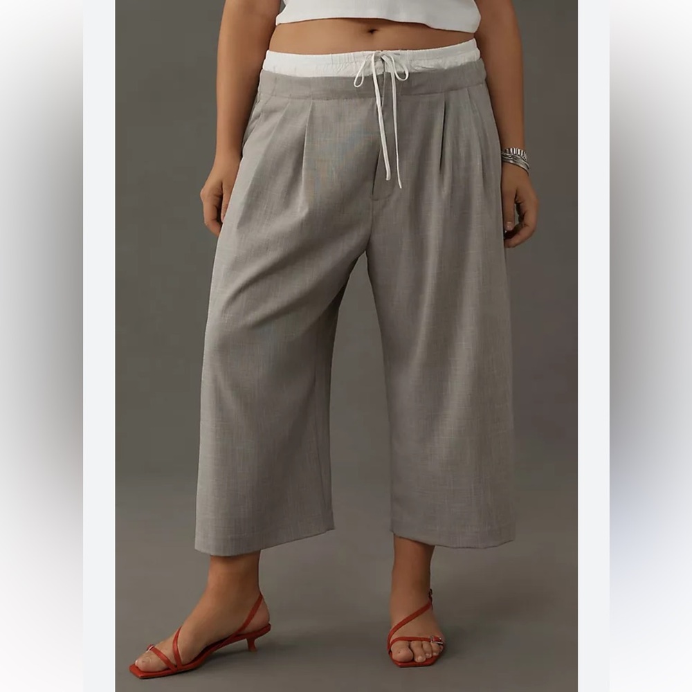 Maeve Anthropologie Crop Wide-Leg Trouser Pants size LargeT